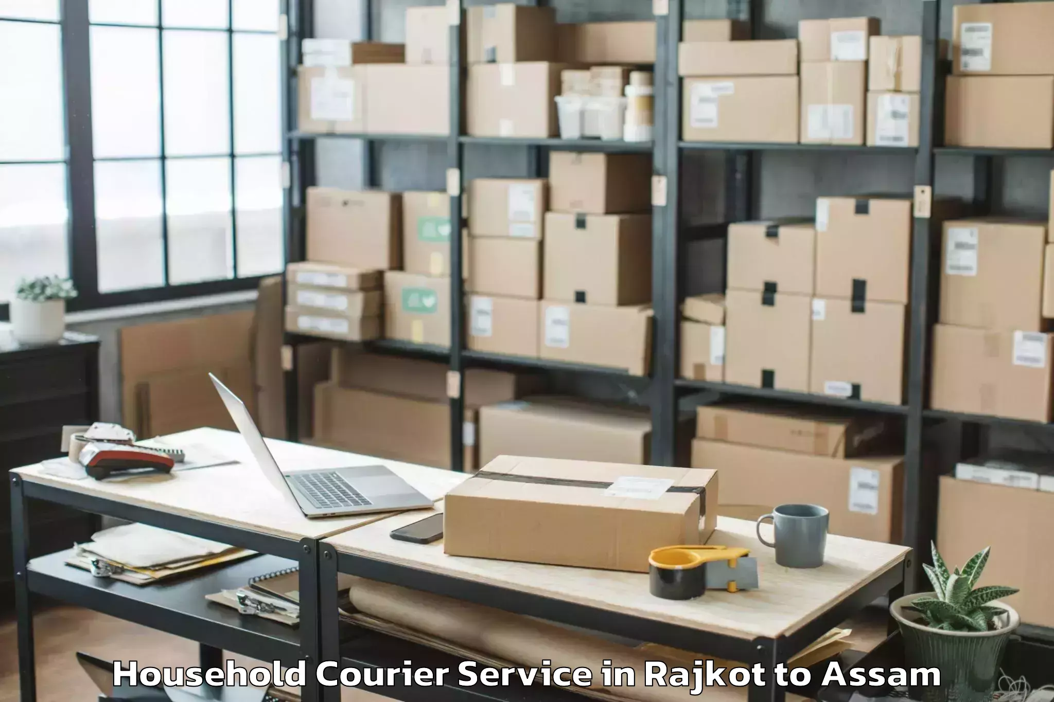 Reliable Rajkot to Marigaon Household Courier